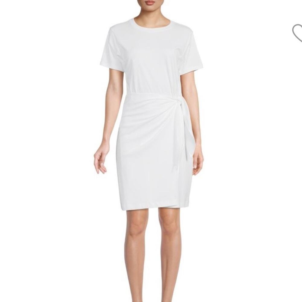 Vince $195 white cotton wrap tshirt dress size XXS basic minimalist short sleeve